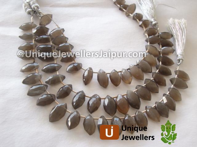 Grey Moonstone Faceted Marquise Beads